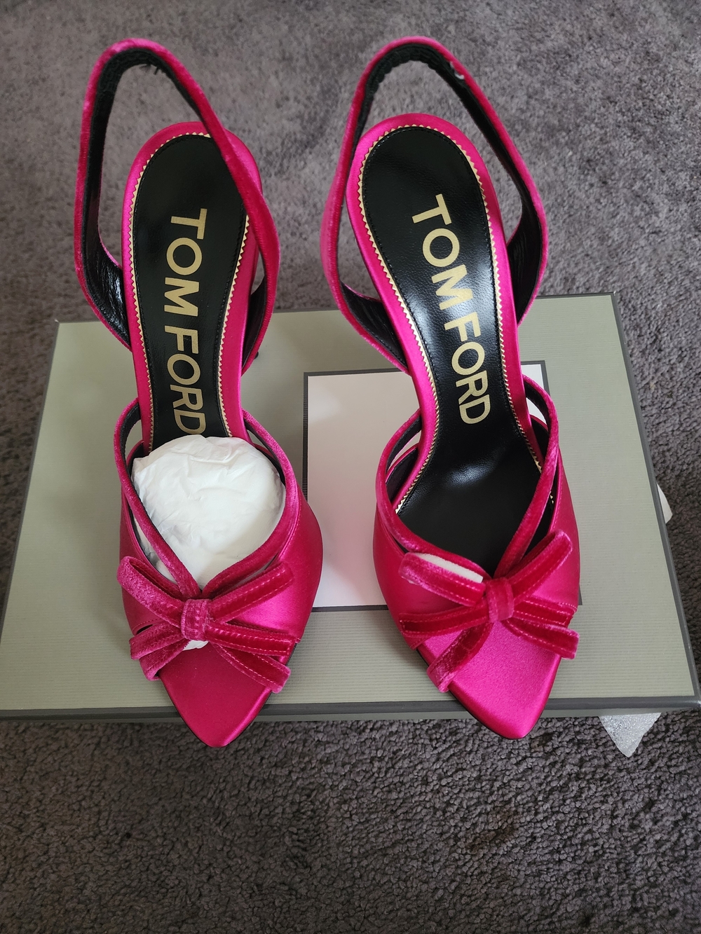 Tom Ford Fuchsia Satin Bow Slingback Heels